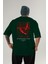 Pepper Arka Baskılı Yeşil Oversize T-Shirt Erkek Kadın Pamuk Bisiklet Yaka Tişort 2