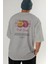 Passionflower Arka Baskılı Gri Oversize T-Shirt Erkek Kadın Pamuk Bisiklet Yaka Tişort 6