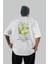 Pear Arka Baskılı Beyaz Oversize T-Shirt Erkek Kadın Pamuk Bisiklet Yaka Tişort 2