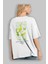 Pear Arka Baskılı Beyaz Oversize T-Shirt Erkek Kadın Pamuk Bisiklet Yaka Tişort 3