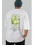 Pear Arka Baskılı Beyaz Oversize T-Shirt Erkek Kadın Pamuk Bisiklet Yaka Tişort 6