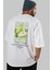 Pear Arka Baskılı Beyaz Oversize T-Shirt Erkek Kadın Pamuk Bisiklet Yaka Tişort 7