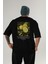 Lemon Arka Baskılı Siyah Oversize T-Shirt Erkek Kadın Pamuk Bisiklet Yaka Tişort 2