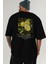 Lemon Arka Baskılı Siyah Oversize T-Shirt Erkek Kadın Pamuk Bisiklet Yaka Tişort 6