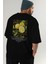 Lemon Arka Baskılı Siyah Oversize T-Shirt Erkek Kadın Pamuk Bisiklet Yaka Tişort 8