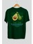 Avocado Arka Baskılı Yeşil Oversize T-Shirt Erkek Kadın Pamuk Bisiklet Yaka Tişort 1