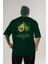Avocado Arka Baskılı Yeşil Oversize T-Shirt Erkek Kadın Pamuk Bisiklet Yaka Tişort 2