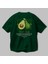 Avocado Arka Baskılı Yeşil Oversize T-Shirt Erkek Kadın Pamuk Bisiklet Yaka Tişort 3