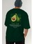 Avocado Arka Baskılı Yeşil Oversize T-Shirt Erkek Kadın Pamuk Bisiklet Yaka Tişort 7