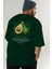 Avocado Arka Baskılı Yeşil Oversize T-Shirt Erkek Kadın Pamuk Bisiklet Yaka Tişort 8