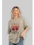 Cherry Ön Baskılı Bej Oversize T-Shirt Erkek Kadın Pamuk Bisiklet Yaka Tişort 4