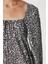 Leopar Desenli Mini Viskon Elbise LUB0180 Gri Siyah 3