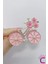Pembe Çiçekli Kristal Taşlı Incili Bisiklet Tasarım Broş - Hediyelik Tatil Elbise Yaka Iğnesi Broşu 2