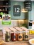 12'li Cam Baharatlık Seti, Ahşap Kapak, Mini Kaşıklı, Etiketli, 320 ml 1