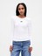 Kadın Beyaz Modern Fitilli Logo Crop T-Shirt 1