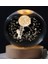 Dekoratif Merdiven Astronot Tasarımlı Ahşap Altlıklı Işıklı Cam Küre Büyük Boy Cam:8cm Ahşap:2cm 1
