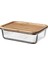 21X15X7 cm Cam Saklama Kabı, Bambu Kapak, Vakumlu, 1 Lt, Turuncu Renk 1