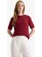 Regular Fit Bisiklet Yaka Kısa Kollu Triko Kazak F4974AX25AU 4