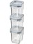 3'lü Kare Cam Saklama Kabı, 180 Ml, Kapaklı, Kahverengi, Dayanıklı ve Şık Set 1