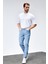 Erkek Buz Mavi Regular Fit Boru Paça Esnek Likralı Jeans Kot Pantolon HLTHE001981 3