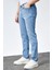 Erkek Buz Mavi Regular Fit Boru Paça Esnek Likralı Jeans Kot Pantolon HLTHE001981 5