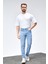 Erkek Buz Mavi Regular Fit Boru Paça Esnek Likralı Jeans Kot Pantolon HLTHE001981 2
