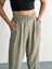 Kadın Yüksel Bel Beli Bağcıklı Cepli Rahat Paça Pantalon - Su Yeşili 3