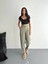 Kadın Yüksel Bel Beli Bağcıklı Cepli Rahat Paça Pantalon - Su Yeşili 5