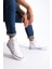 JY0423 Axe Bağcıklı Keten Kumaş Erkek Günlük Sneaker Ayakkabı Kbt - Beyaz 2