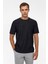 Siyah Regular Desenli Bisiklet Yaka Tişört 1