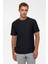 Siyah Regular Desenli Bisiklet Yaka Tişört 2
