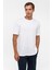 Beyaz Regular Armürlü Bisiklet Yaka Tişört 1