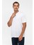 Beyaz Regular Armürlü Bisiklet Yaka Tişört 2