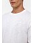 Beyaz Regular Armürlü Bisiklet Yaka Tişört 4