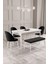 Calvin Beyaz Mermer 80X132 Açılabilir Mdf Masa Yemek Odası Takımı, Mutfak Takımı 4 Adet Sandalye, 1 Bench​​​​​​​ 1
