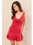 Kadın Mercan Degaje Yaka Mini Elbise COL0078 4