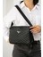 Şık Kadın Kapitone Deri Çapraz Askılı 3 Bölmeli Omuz Çantası Siyah 1