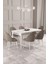​​​​​​​calvin Beyaz Mermer Desen 80X132 Açılabilir Mdf Masa Yemek Odası Takımı, Mutfak Takımı 6 Adet Sandalye 1