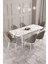 ​​​​​​​calvin Beyaz Mermer Desen 80X132 Açılabilir Mdf Masa Yemek Odası Takımı, Mutfak Takımı 6 Adet Sandalye 2