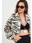 Kadın Taş-Siyah Zebra Desenli Ceket QS5337-90 4