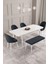 Calvin Beyaz 80X132 Açılabilir Mdf Masa Yemek Odası Takımı, Mutfak Takımı 4 Sandalye, 1 Bench 2