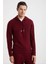 M Logolu Kapüşonlu Bordo Hoody 5
