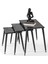 Siyah Mermer Dikdörtgen Ahşap 3'lü Zigon Sehpa Siyah Lüx Ayaklı E11 1
