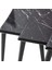Siyah Mermer Dikdörtgen Ahşap 3'lü Zigon Sehpa Siyah Lüx Ayaklı E11 3