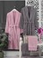 4 Parça Aile Bornoz Seti Kadın Erkek Havlulu Bornoz Takımı 100 Pembe Gri - S/m-L/xl - Renkli 3
