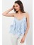 Kadın Mavi Krinkıl Bluz SOL1504 4