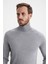Açık Gri Boğazlı Slim Fit Merino Yün Triko 5