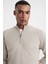 Kum Rengi Fermuarlı Merino Yün Activewear Triko 5