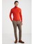 Turuncu Boğazlı Slim Fit Merino Yün Triko 2