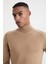 Camel Boğazlı Slim Fit Merino Yün Triko 4